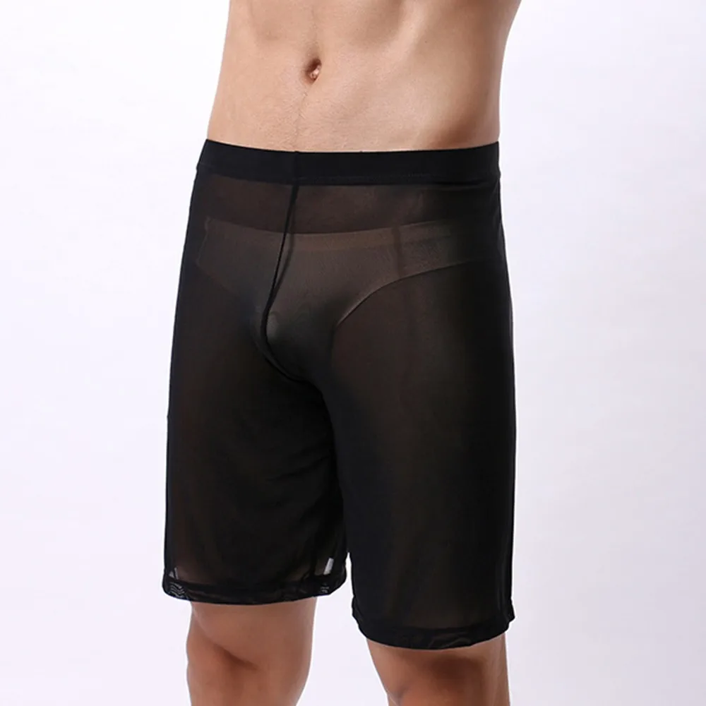 복서 속옷 남성용 복서 브리프, 통기성 메쉬 메쉬 쉬어 시스루 트렁크 반바지, 스포츠 트렁크 속옷