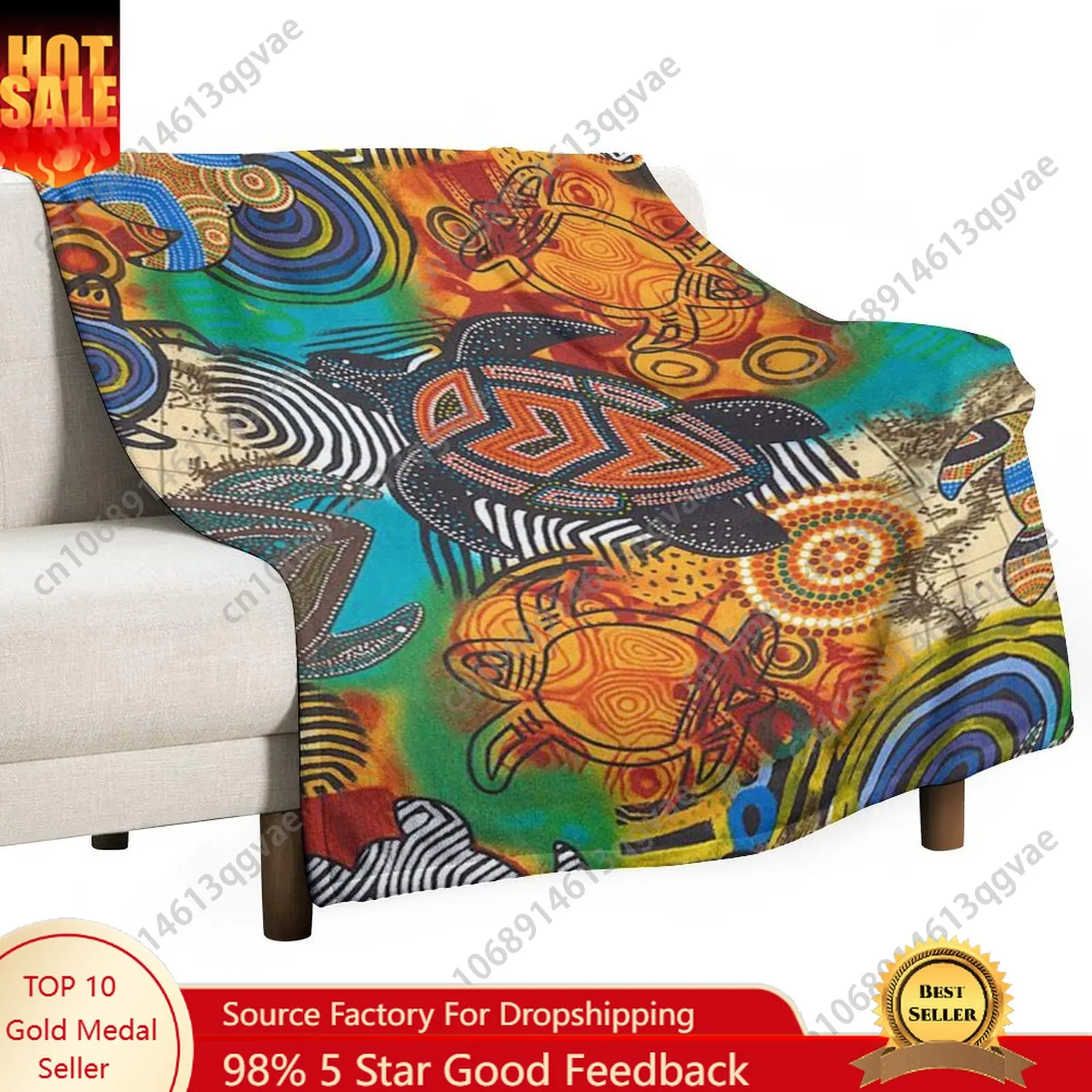 

Australia Aboriginal Turtle Indigenous Art Design Flannel Blankets Are Soft Comfortable and Warm Perfect for Winter Naps Homes