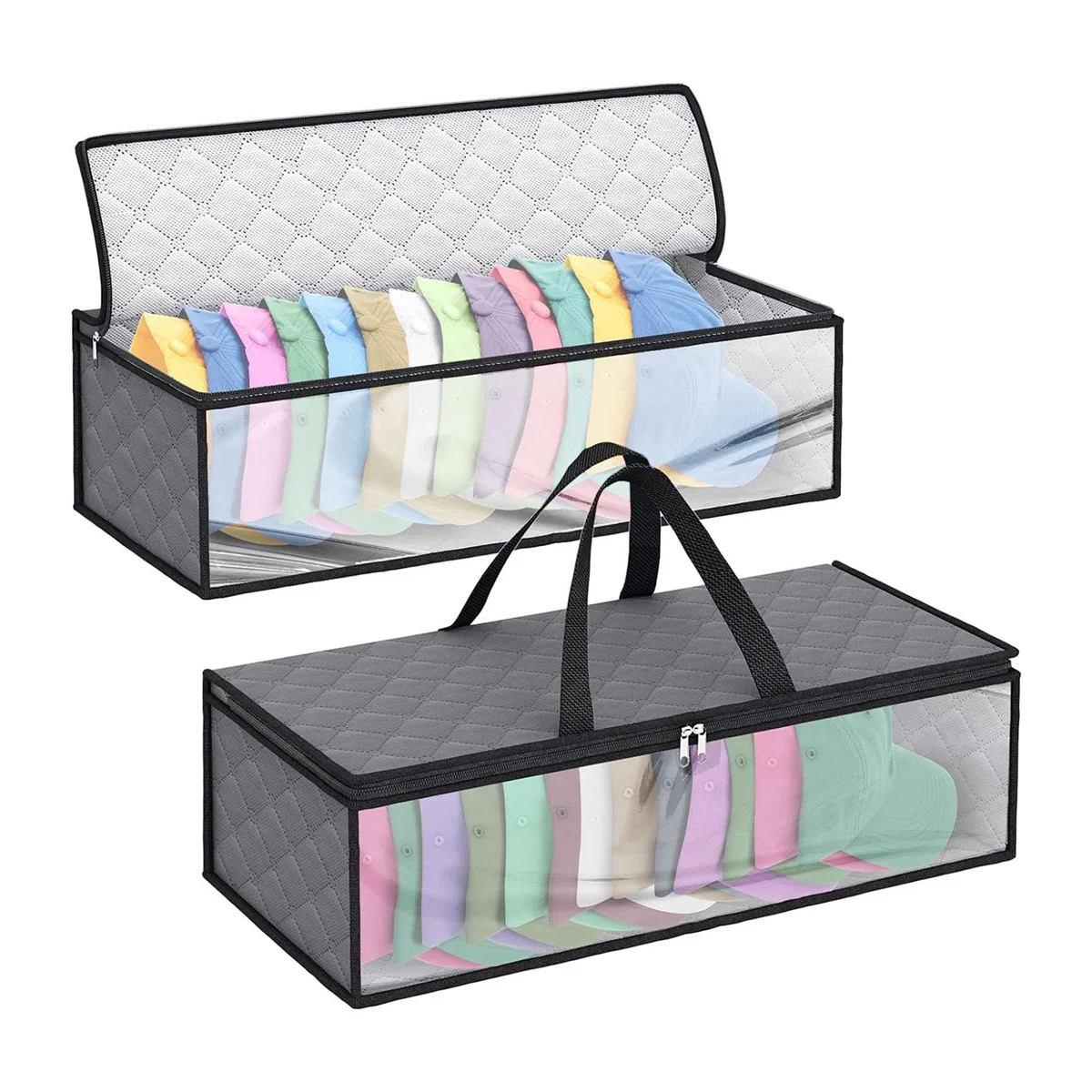 

SPOR 2 Pack Hat Storage Bag for Baseball, Caps Hat Organizer Case Hat Holder Rack with 2 Carry Handles for Closet Moisture