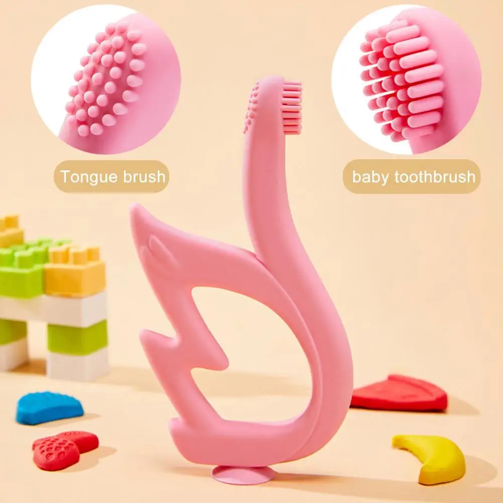 Cute Toddler Toothbrush  Reusable Kids Gift Toothbrush  Whole Mouth Teeth Cleaning Tongue Silicone Brush