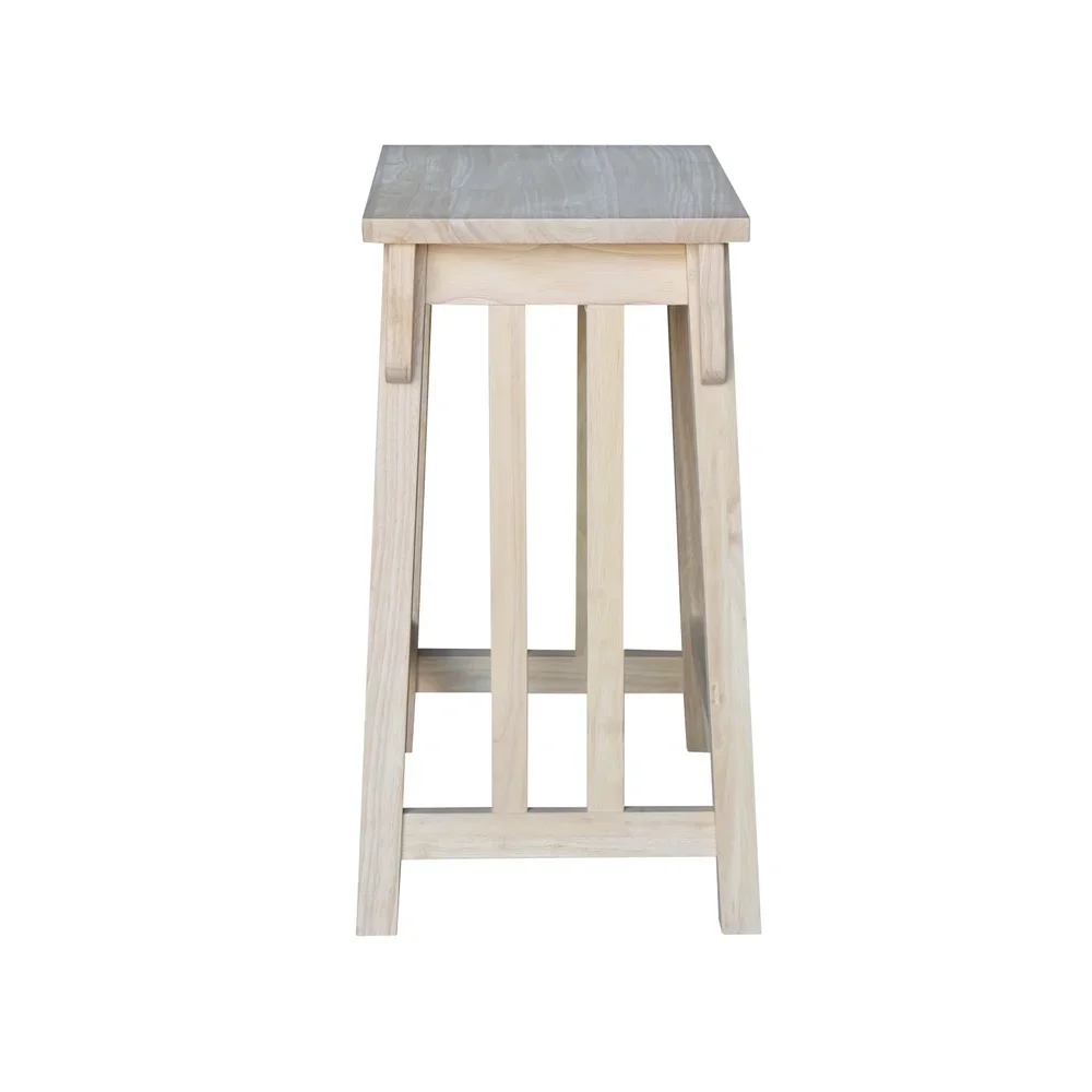 Unfinished Solid Wood Counter Height Stool 24 Inch Tall Armless Barstool Kitchen Dining Room or Lounge