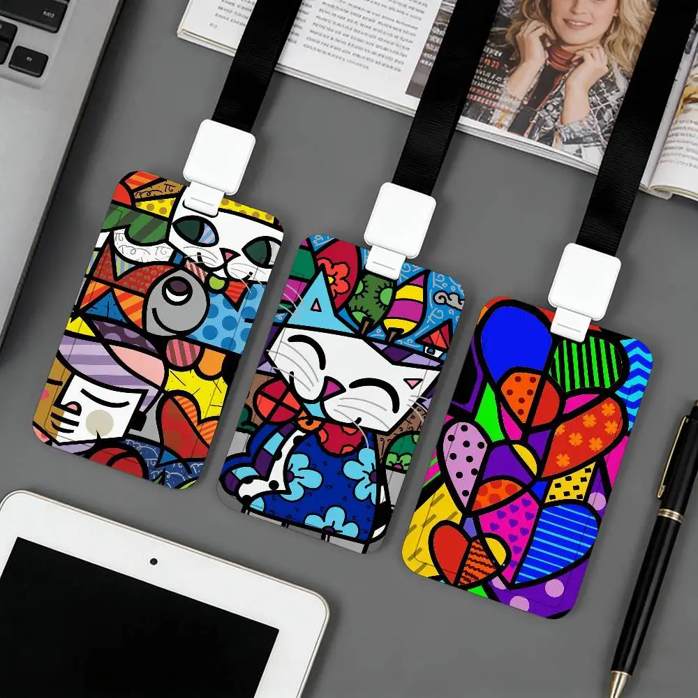 R-romero B-Britto Porta-cartões de arte, porta-cartões de identificação, cartões bancários, passe de estudante, permissores de trabalho, acessórios e presentes