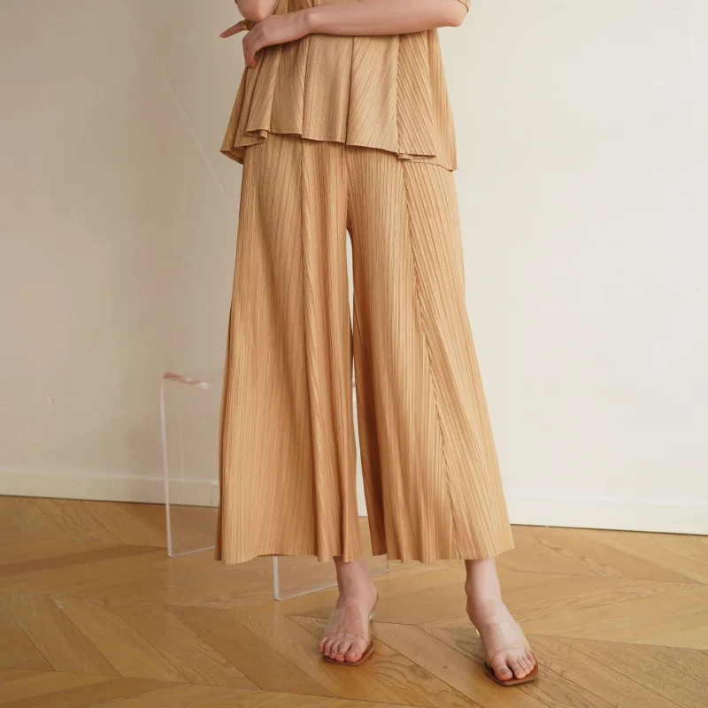 

Miyake counter quality Autumn, Spring and Summer women's high-end pleated loose and casual versatile wide-leg pants [9019S]