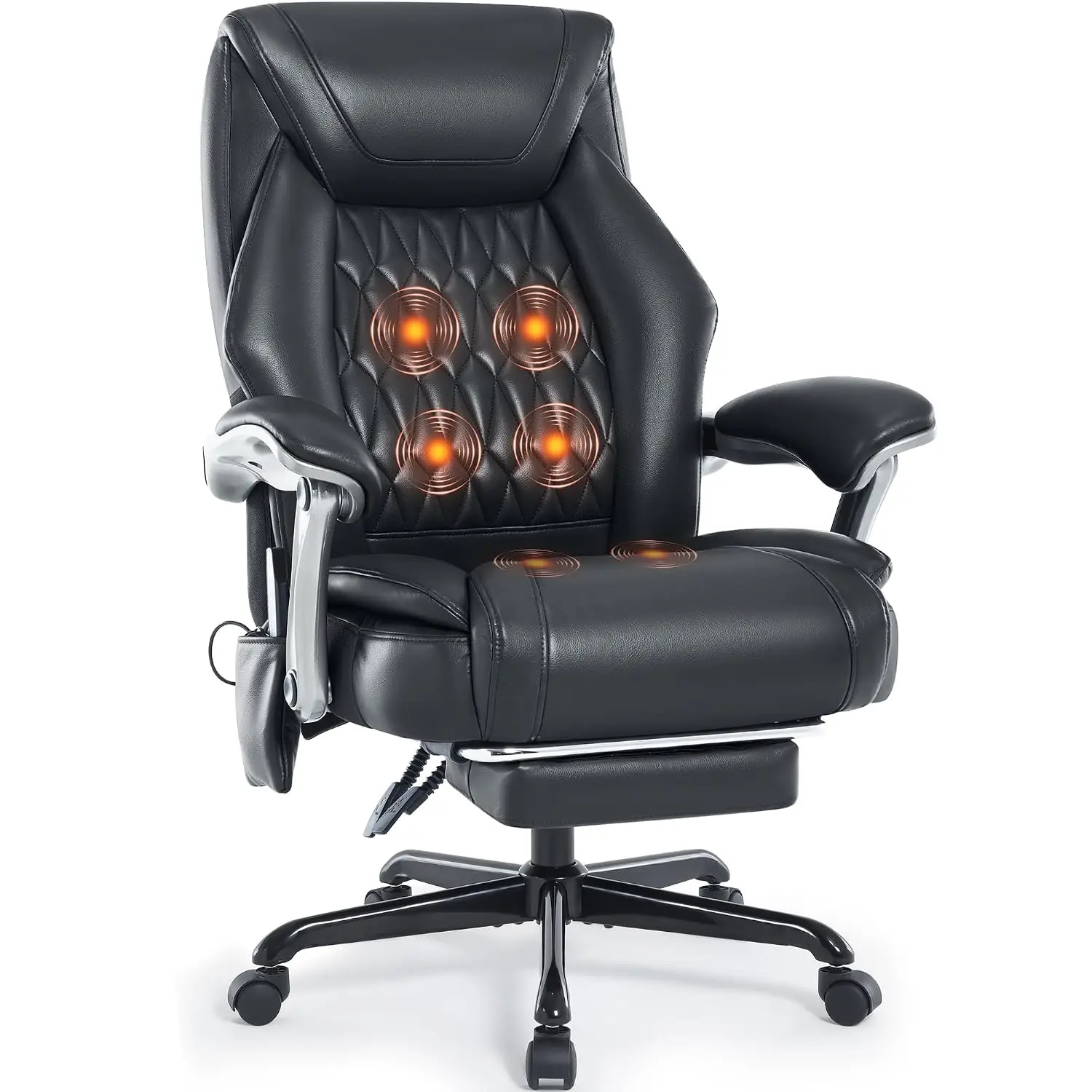 Ergonomic Leather Office Massage Chair with Reclining Function & Lumbar Support for Executive Desk Work, Customized