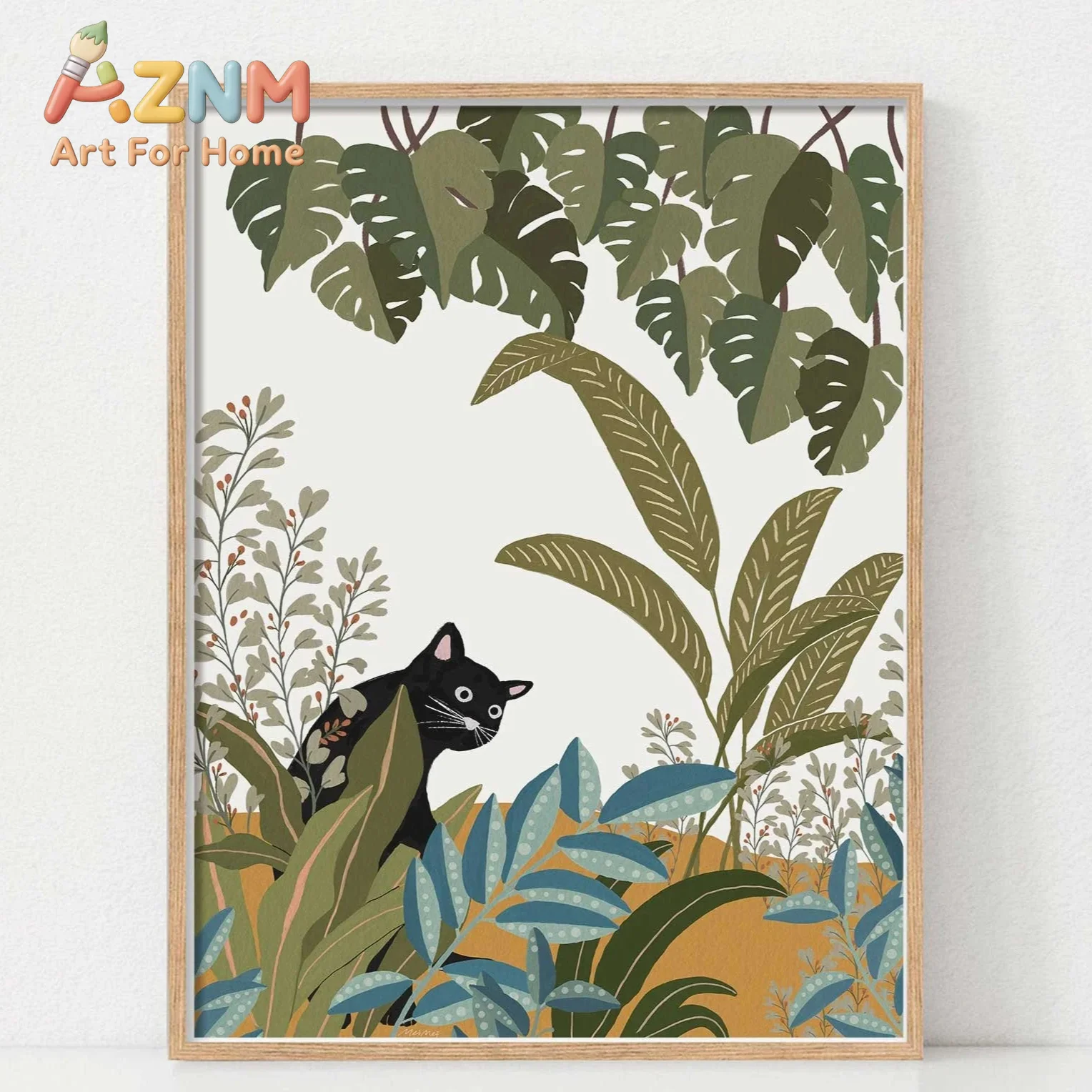 Cute Cat Print Poster Simple Cat Lines Love Sunflower Cat Wrestling Cat Cat Lover Gift Home Bedroom Living Room Office Decor