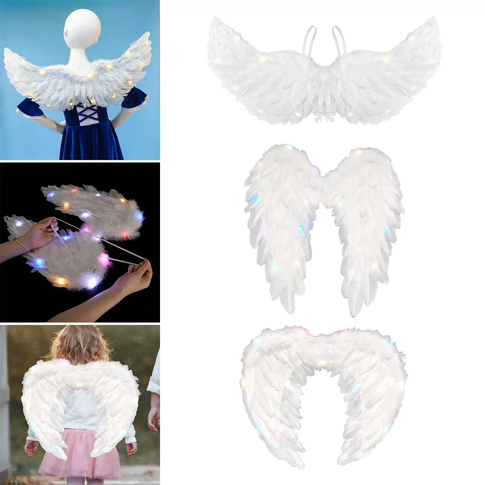 Angel Wings Comfortable Fancy Dress Decorative Feather Wings Fairy Wings for Holidays Party Stage Performance Birthday Role Play