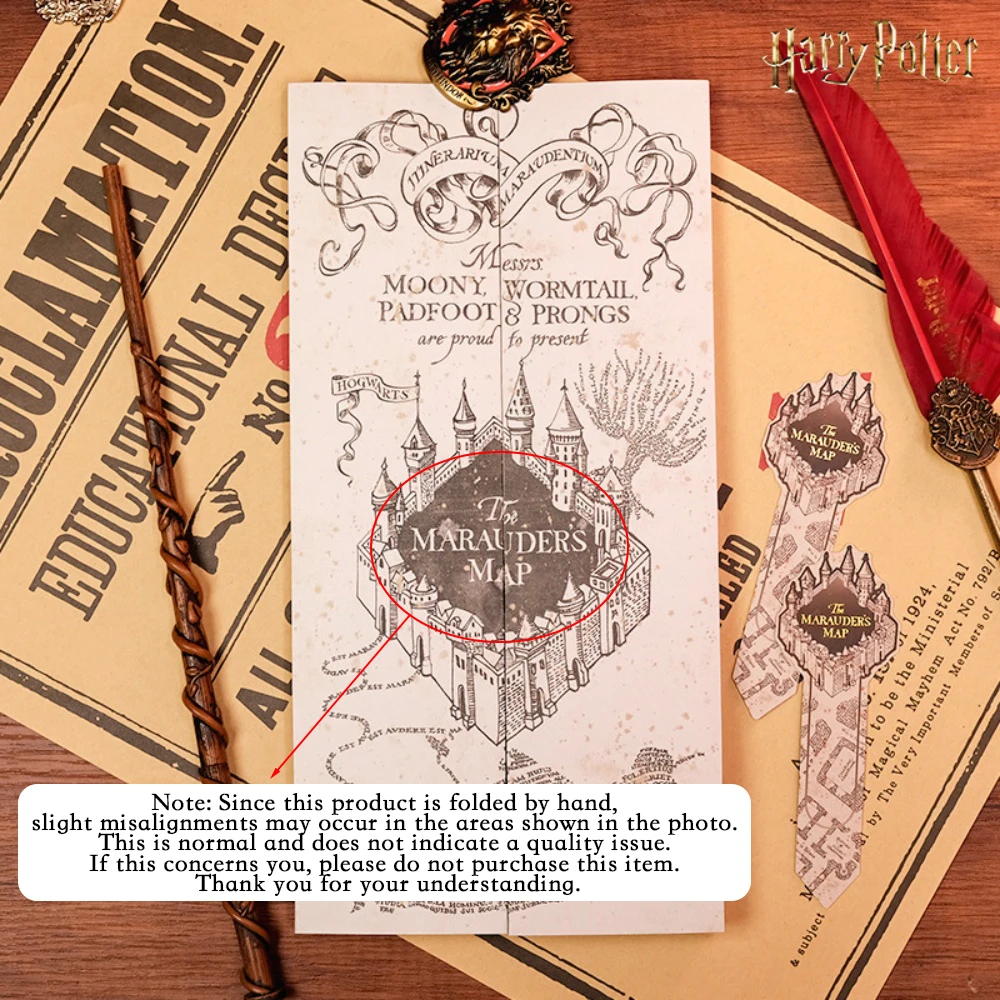 Genuine Harry Potter Marauder's Map Foldable Vintage Hogwarts Wizarding World Map Replica for Fans Collection Birthday Gifts Toy view 5