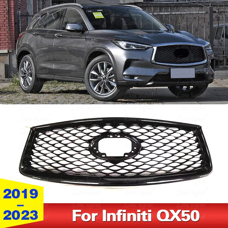 For Infiniti QX50 2019 2020 2021 2022 2023 4-Door Front Grille Grill Honeycomb Style Black Car Upper Bumper Hood Mesh Grid Kit