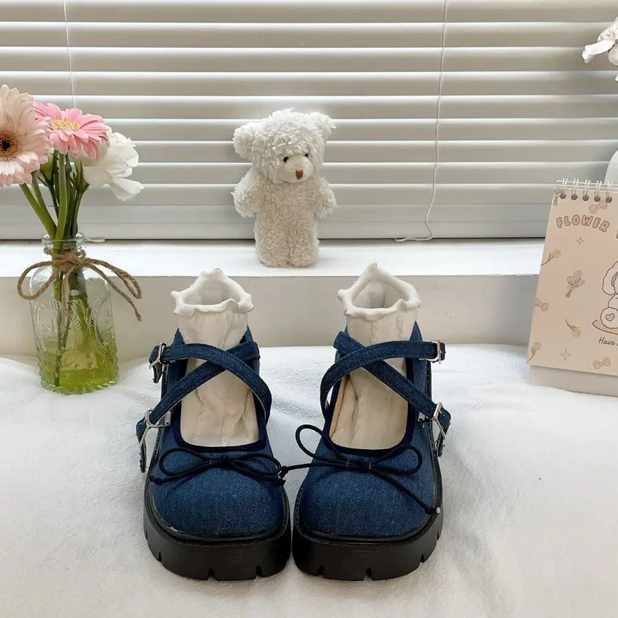 

Модные женские туфли Мэри Джейн в стиле Ins Fairy, новинка лета 2026, универсальные винтажные кожаные туфли на толстой подошве и высоком каблуке