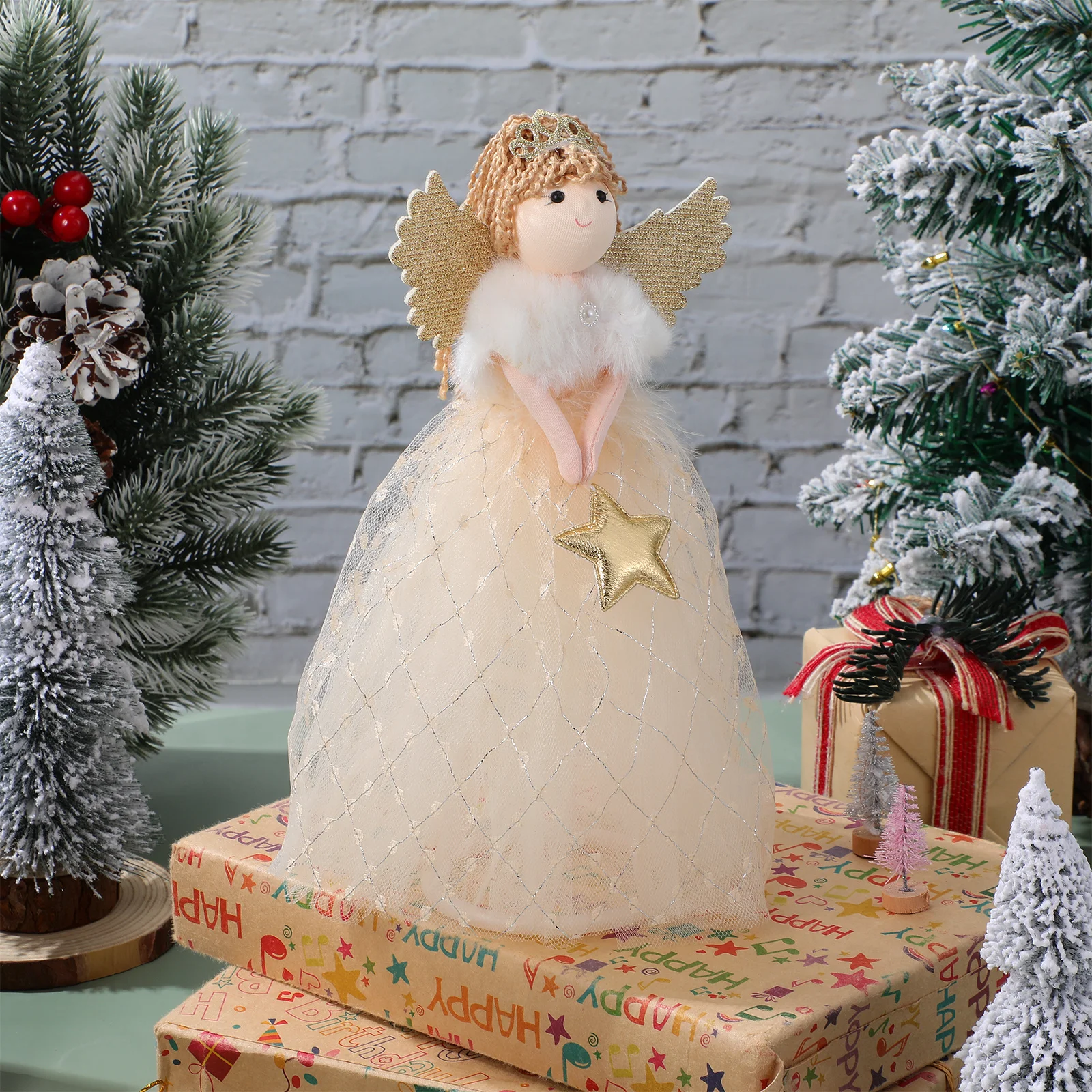 

Cute Angel Christmas Decoration Hanging Craft Fine Workmanship Soft Material for Desktop Window Wall Shelves Home Party Decor