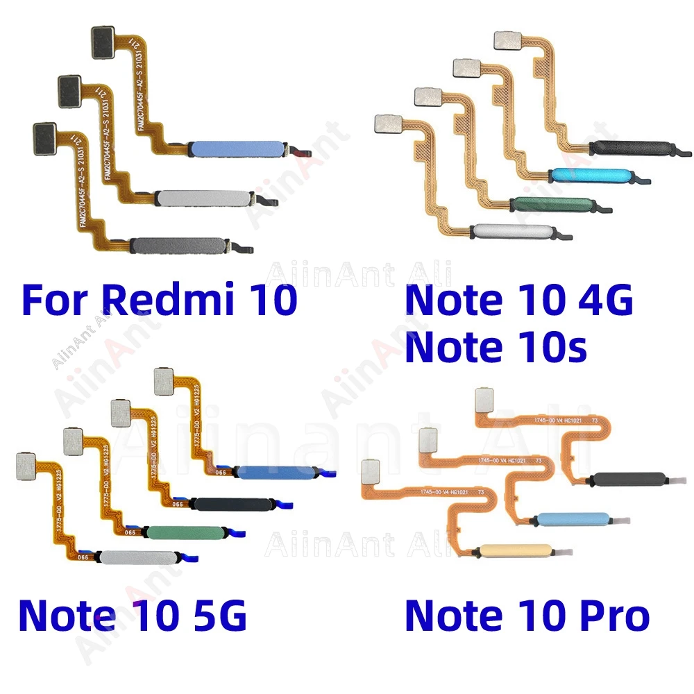 Home Side Power Button Touch ID Fingerprint Sensor Finger Scanner Flex Cable For Xiaomi Redmi Note 10 10s Pro 4G 5G Spare Parts