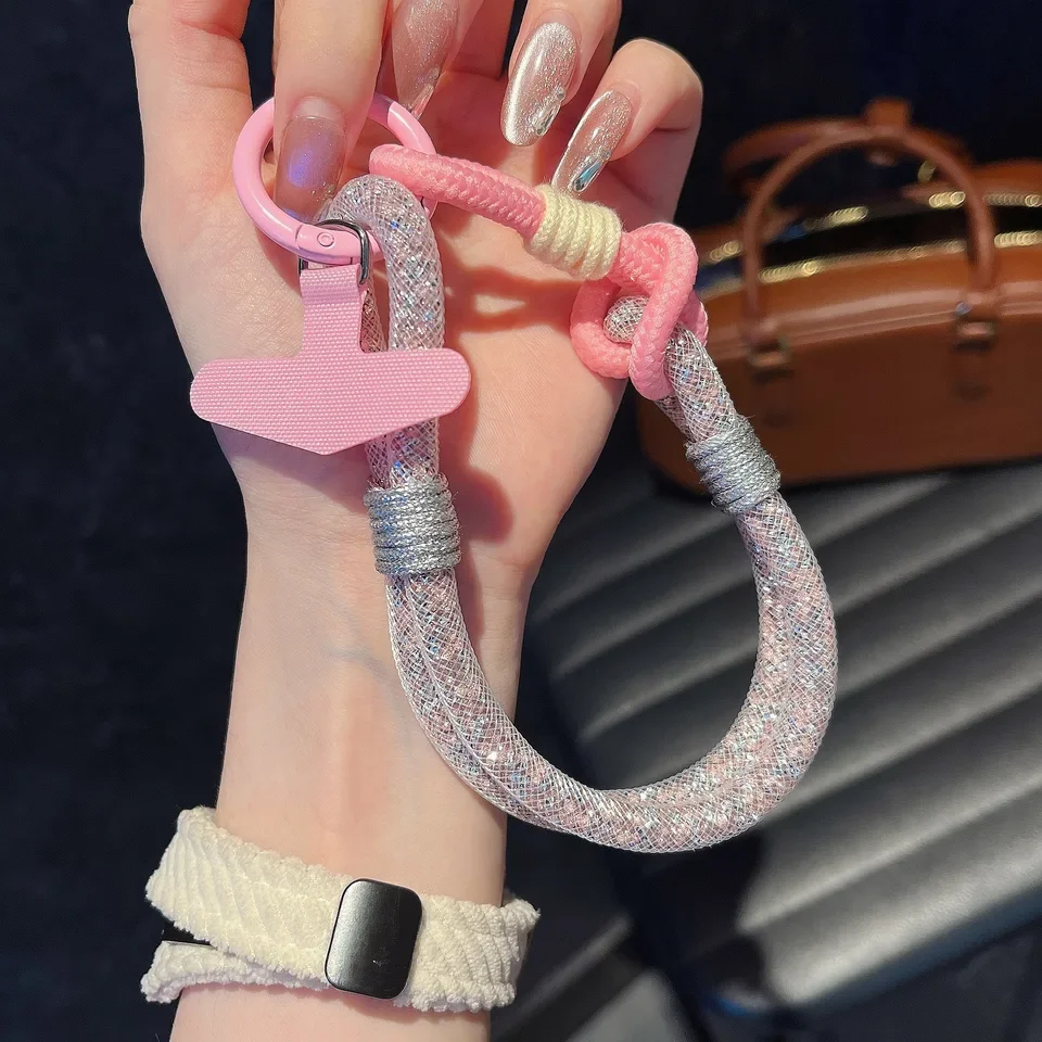 

Hot SellingElegant Woven Diamond Mesh Lanyard for Phone & Keys – Stylish Handheld Pendant Chain
