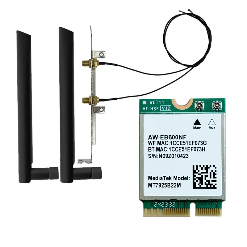 Imagem -05 - Adaptador sem Fio Wifi para Win11 Linux Wifi Bluetooth 5.3 Tri Band 2.4 6ghz 5400mbps M.2 Ngff m2 Mt7925