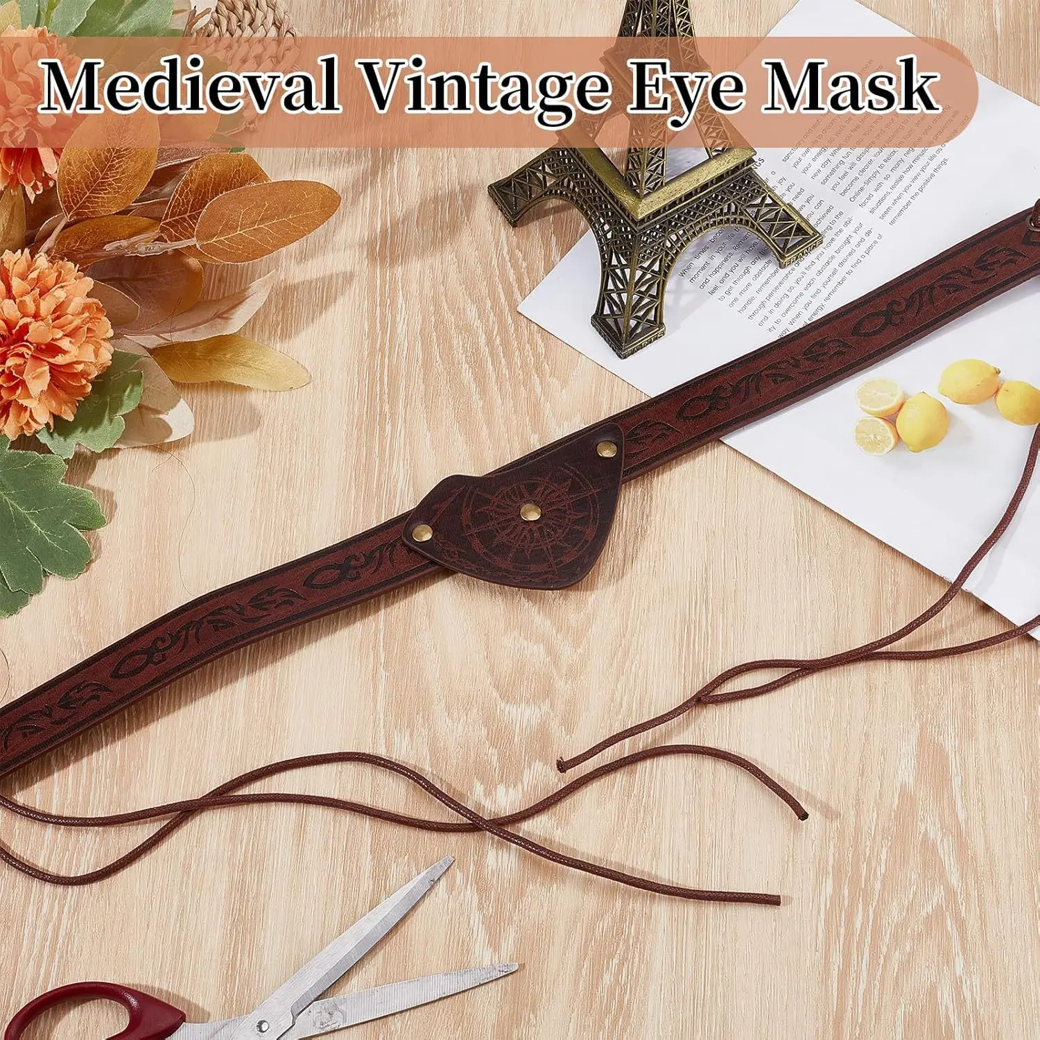 Funny Medieval Retro Viking Faux Leather Embossed Pirate Eye Patch Renaissance Eye Patch Adult Cosplay Prop