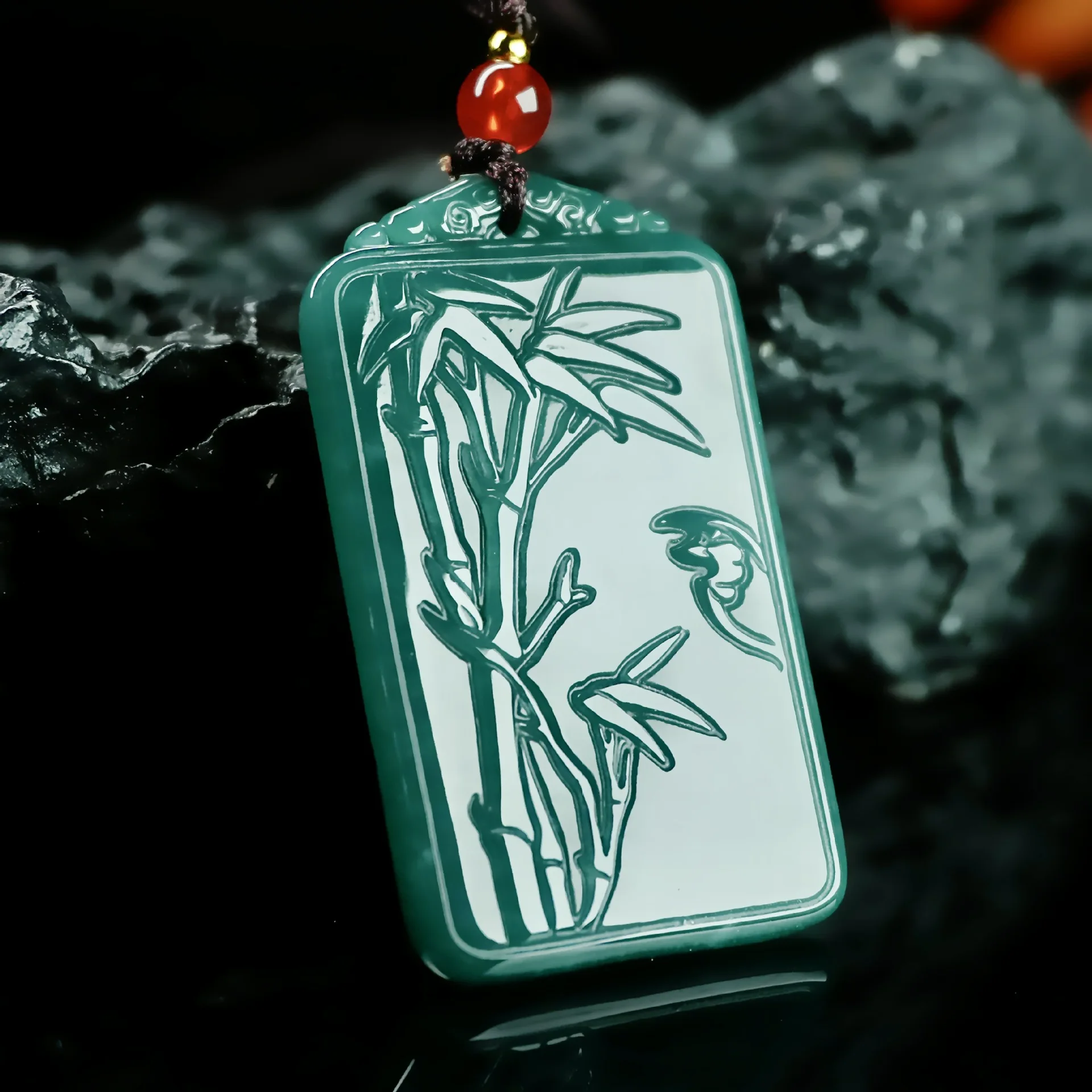 Xingyu Natürliche Burma-Jade-Perlen, Bambus-Wushi-Marke, Jade-Anhänger, Schmuck, der immer höher steigt – Detail 3