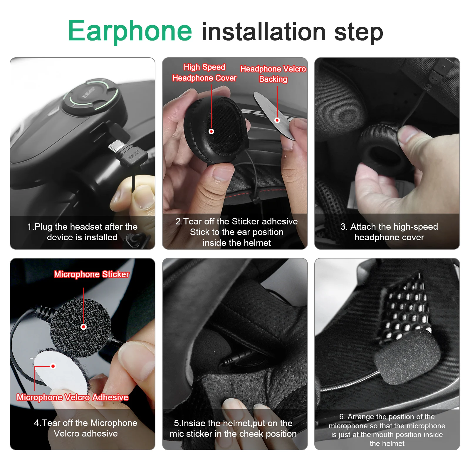 EJEAS Q8 Motorcycle Helmet Mesh3.0 Group Intercom Bluetooth Headset 6 Riders 1000M BT5.1 Talking Support Music Sharing FM IP67