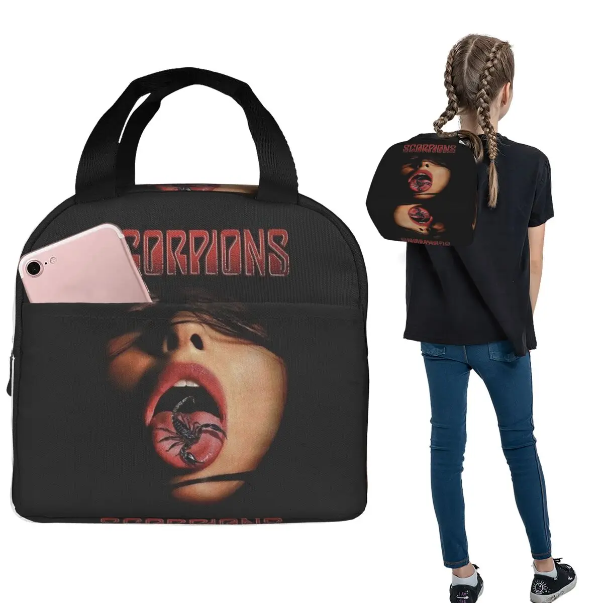 

Scorpions Band Insulated Lunch Bag for Women Kids Portable Food Boxes Thermal Lunch Box Tote