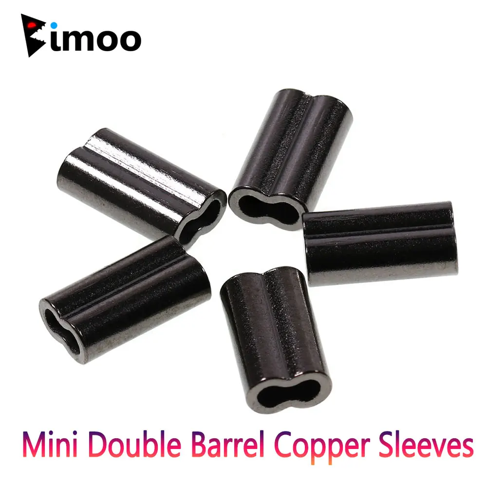 Mini Double Barrel Copper Sleeves for Mono Steel Wire Crimps Black Color Saltwater Fishing Rigging Accessories Terminal Tackle