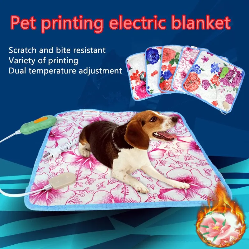 220V Electric Heating Pad Blanket 40x40/60cm Pet Mat Bed Cat Dog Winter Warmer Pad Home Office Chair Heated Mat Random Patterns