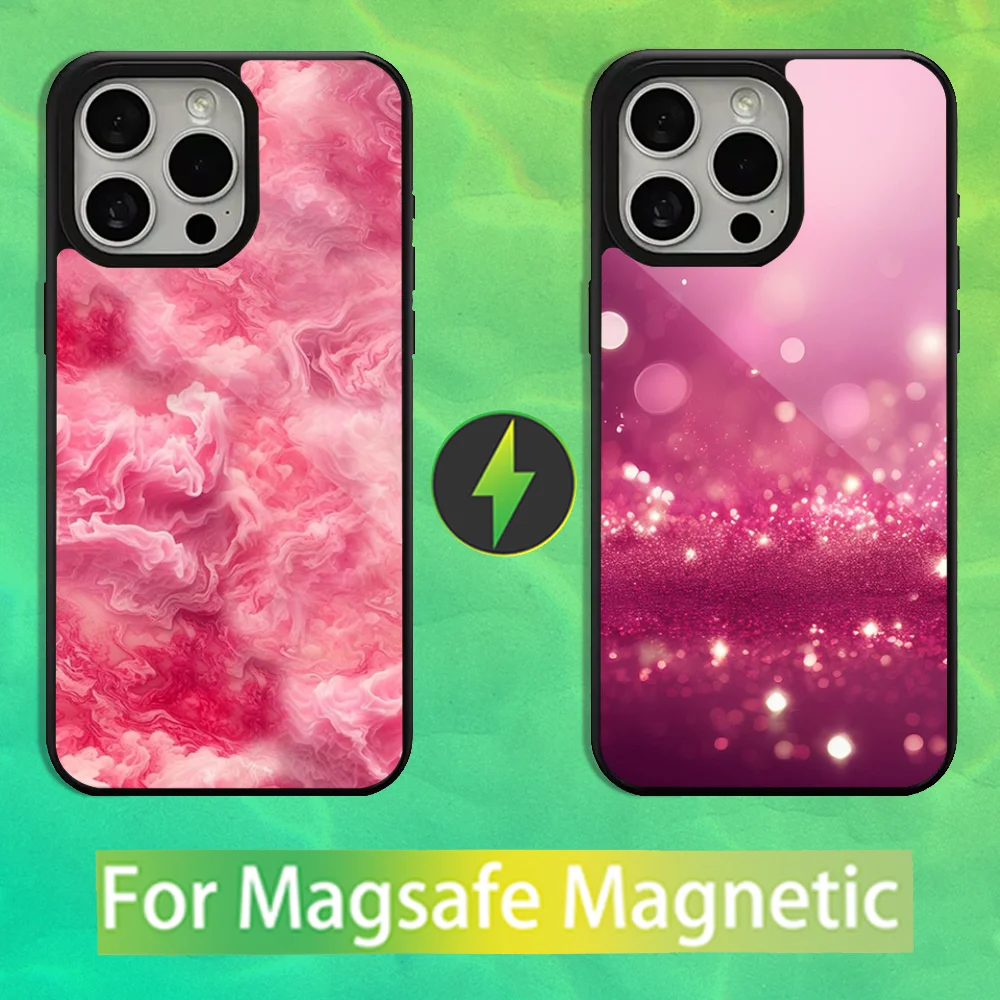 

Pink Art Glitter Phone Case For iPhone 16,15,14,13,12,11,Pro,Max,Plus,Mini,Magsafe,Magnetic Wireless Charging Case