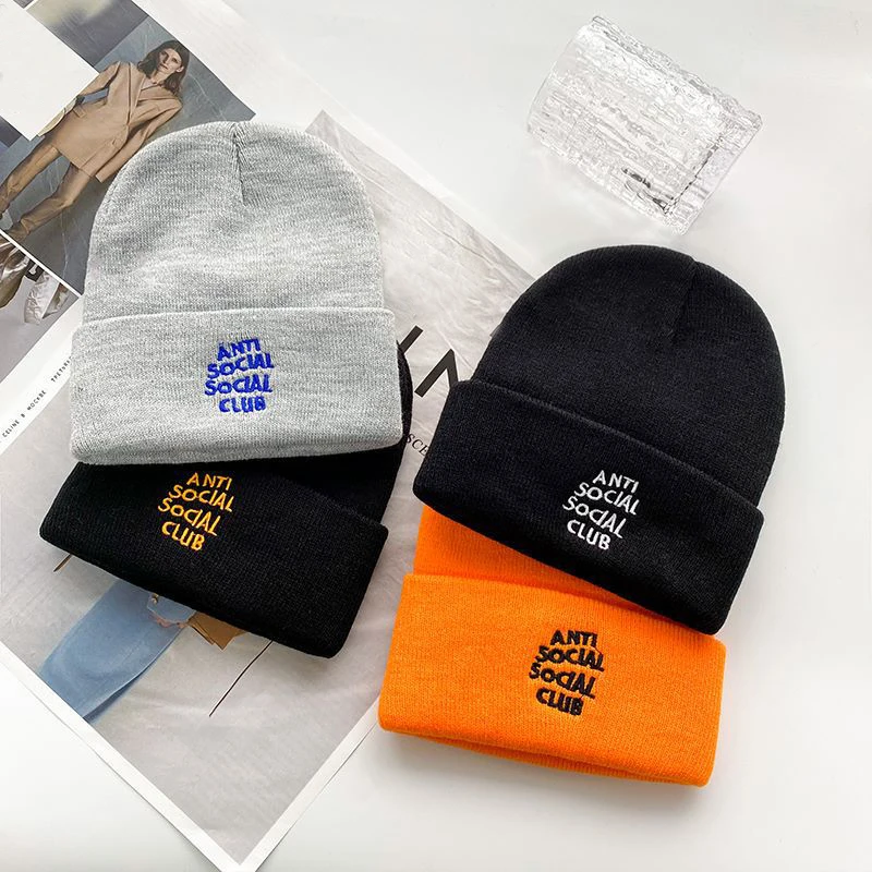 Letter Embroidery Hat Winter Hat Beanie Cotton Knit Hat Skullies Beanie Hip Hop Outdoor Streetwear Hats Christmas Hat