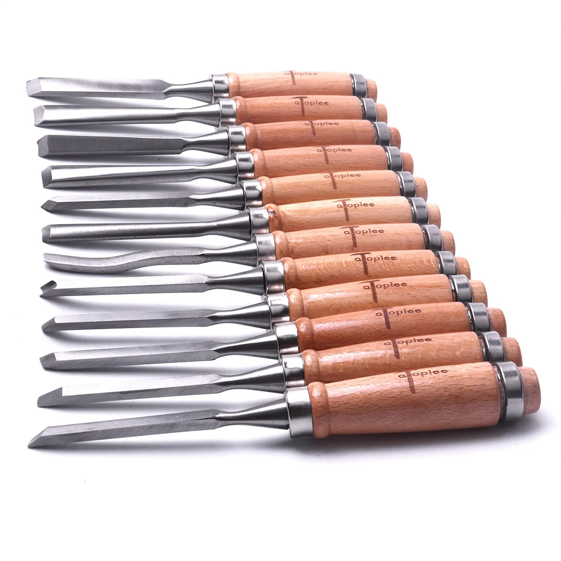 12Pcs Professional Wood Carving Chisel Set Woodworking DIY Hand Tools Sharp Gouges 8\'\' Length for Carpentry Beginners