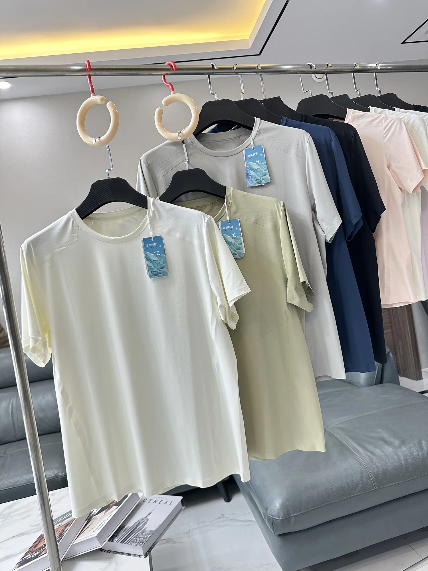 Couple's Style Quick Dry Breathable Cool Feeling Soft Versatile Glued Short Sleeve T-Shirt Fashionable Urban Casual round Neck
