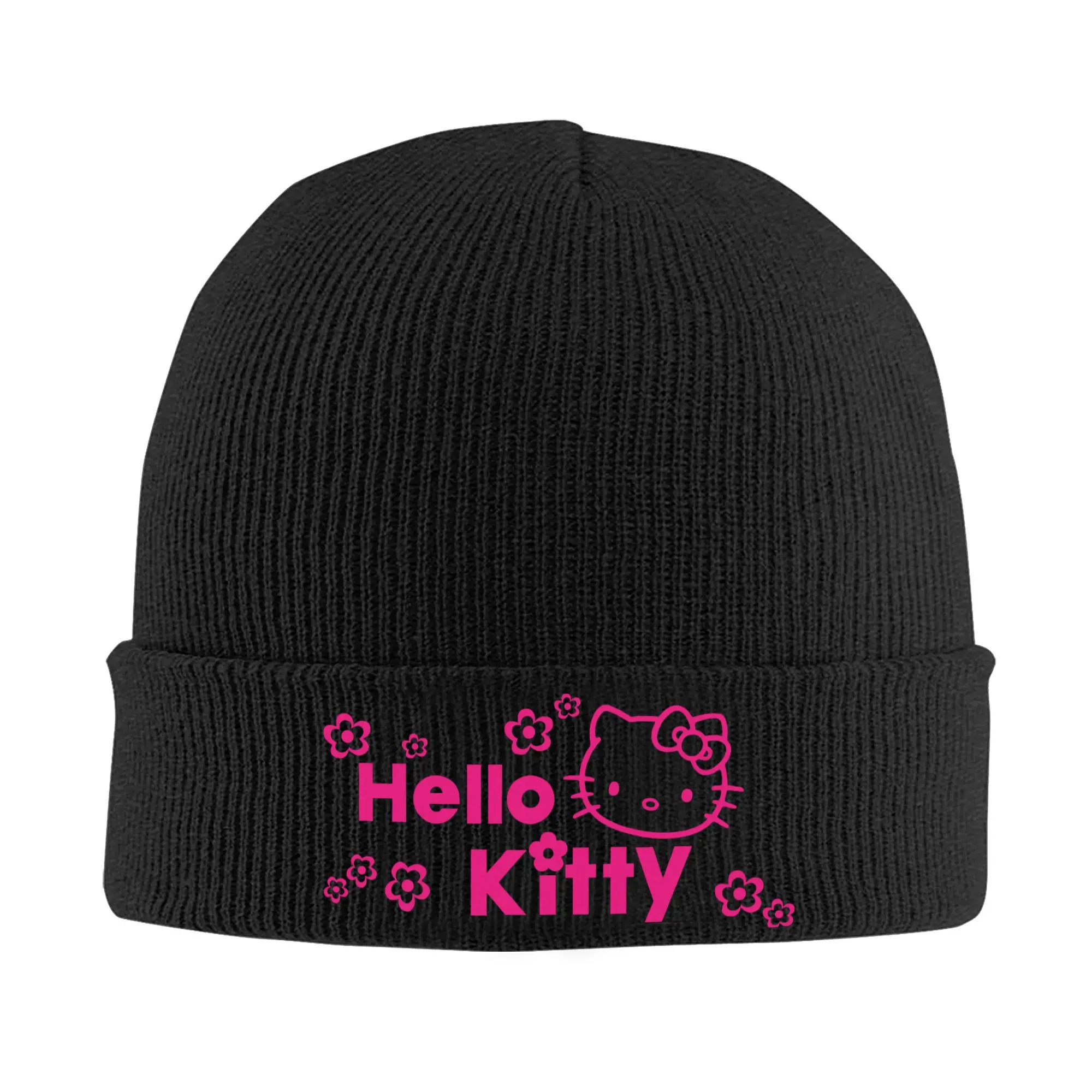 Custom Hello Kitty Drawing Coloring Skullies Beanies Caps For Men Women Unisex Street Winter Warm Knitting Hat Adult  Bonnet Hat