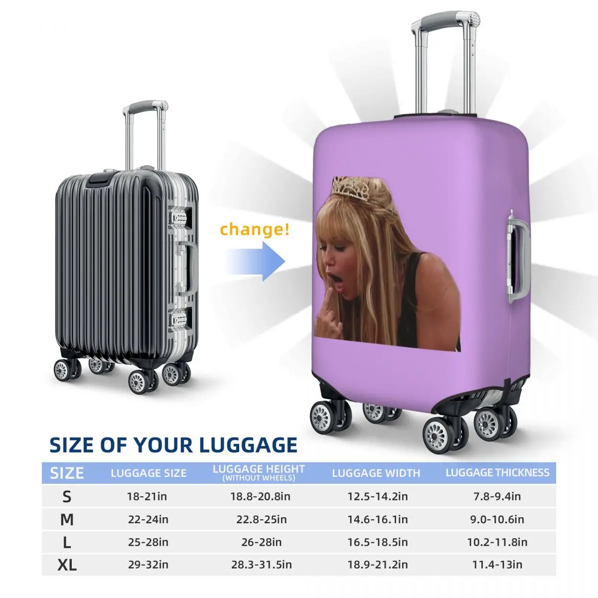 Penutup Koper Tongkat Hannah Montana Lucu Pelindung Penutup Pelindung Bagasi Perjalanan Elastis untuk 18-32 Inci