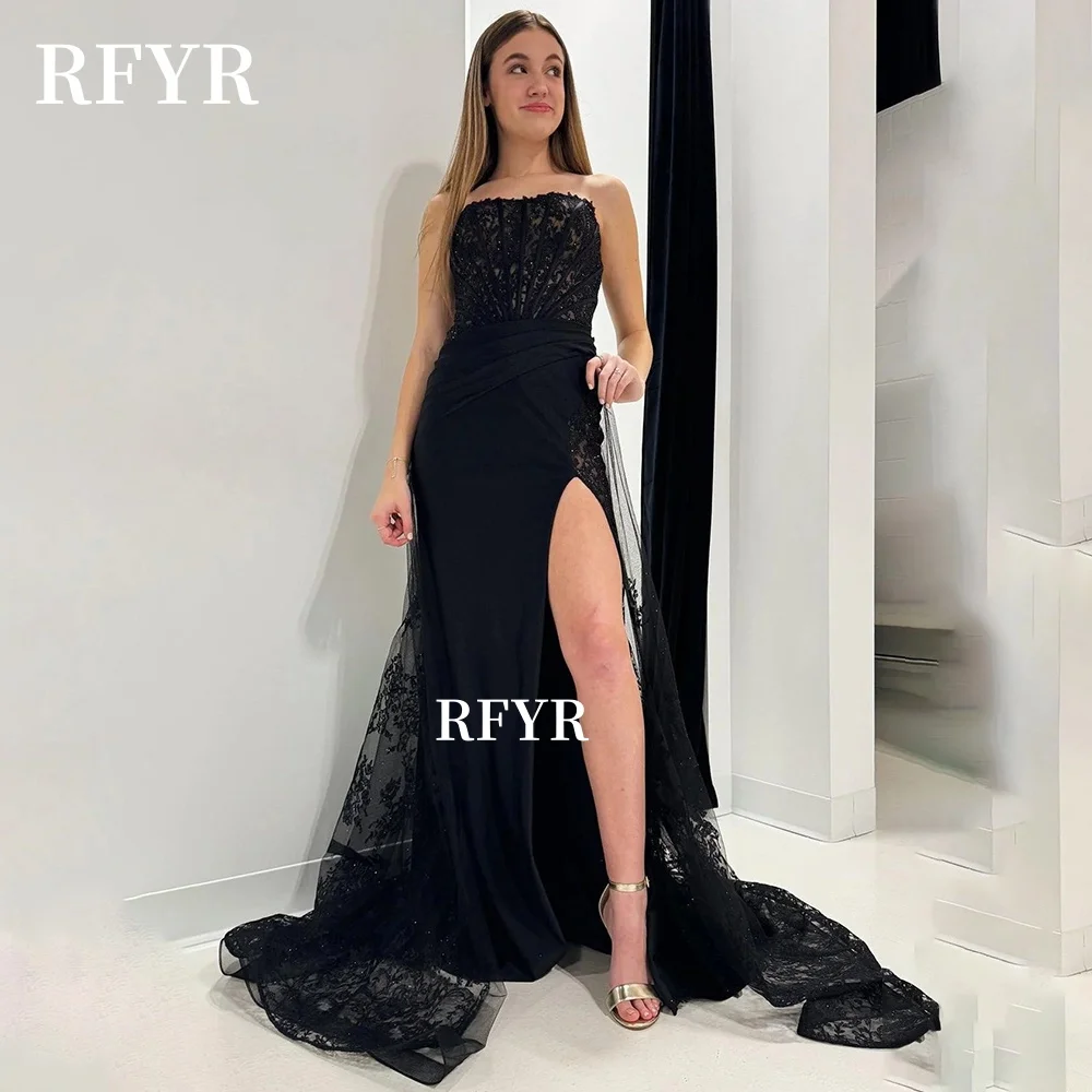 

RFYR Black Prom Gowns Lace Party Dress Formal Occasion Dress for Arabic Women Mermaid Party Dress Princess Customized