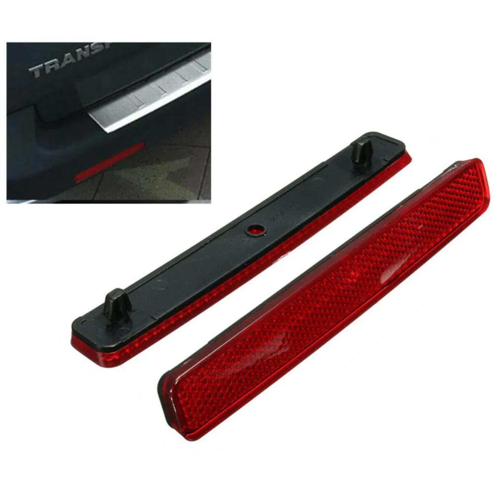 Car Rear Bumper Reflector FOR TRANSPORTER T5 2003 2010 X2 Right Left Side 7E0945105 106 Replacement ABS Red Len Warning Strip