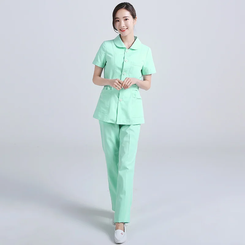 Nurse dress separate set white short-sleeved fashion Korean version round neck laboratory cotton beauty salon pharmacy work clot