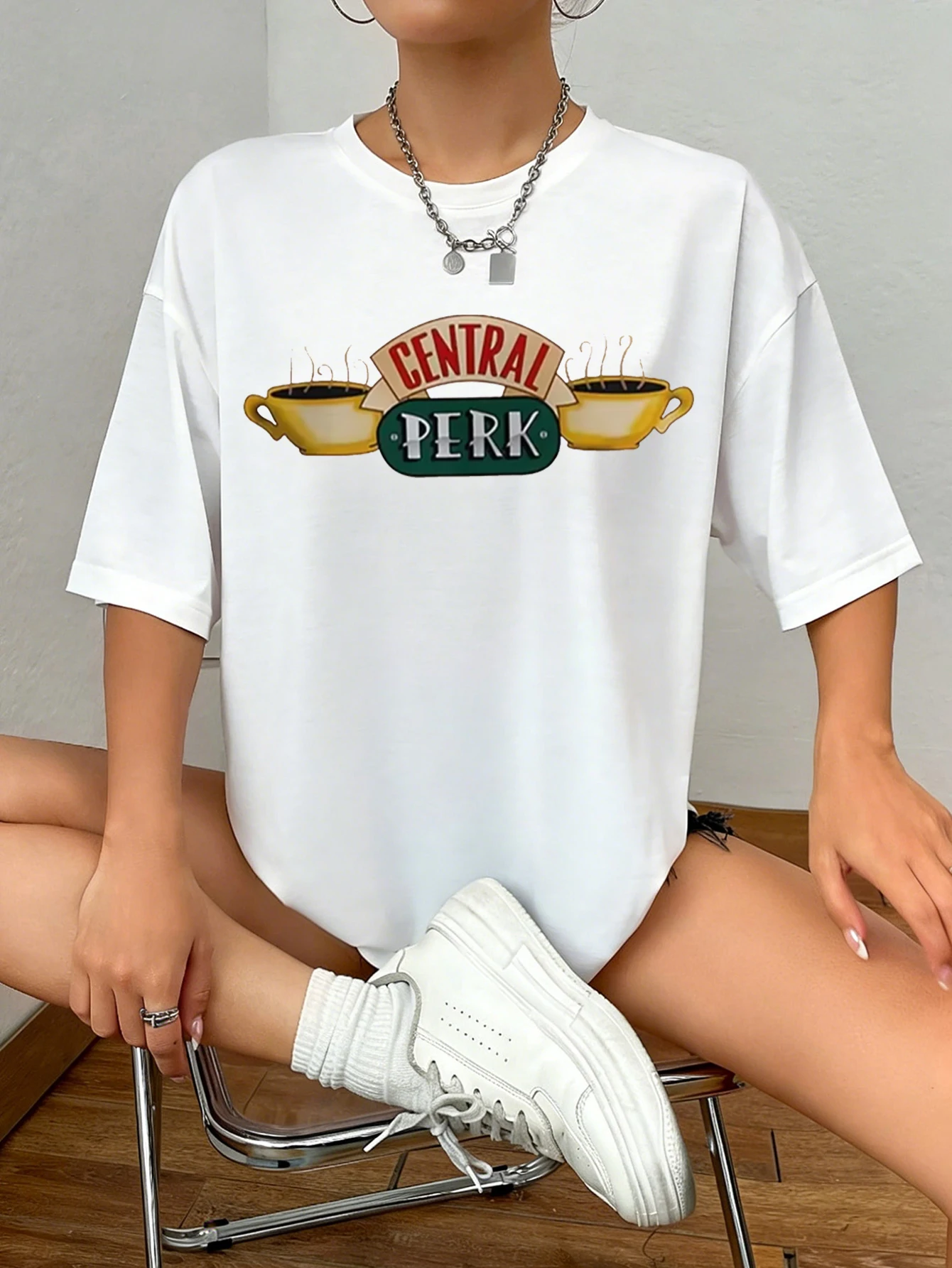 

Women's Summer Crew Neck Floral T-shirt, Grey/White/Black, Gift for Wife/Girlfriend, Anniversary, Valentine's & Mother's Day