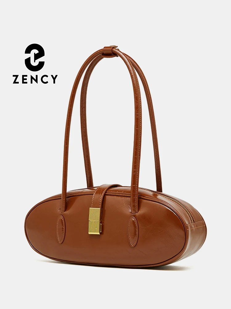 

Zency Retro Oil Wax Leather Women's Handbag Luxury Underarm Bag Large Capacity Fashion Shoulder Bags for Lover Wife Girls Family