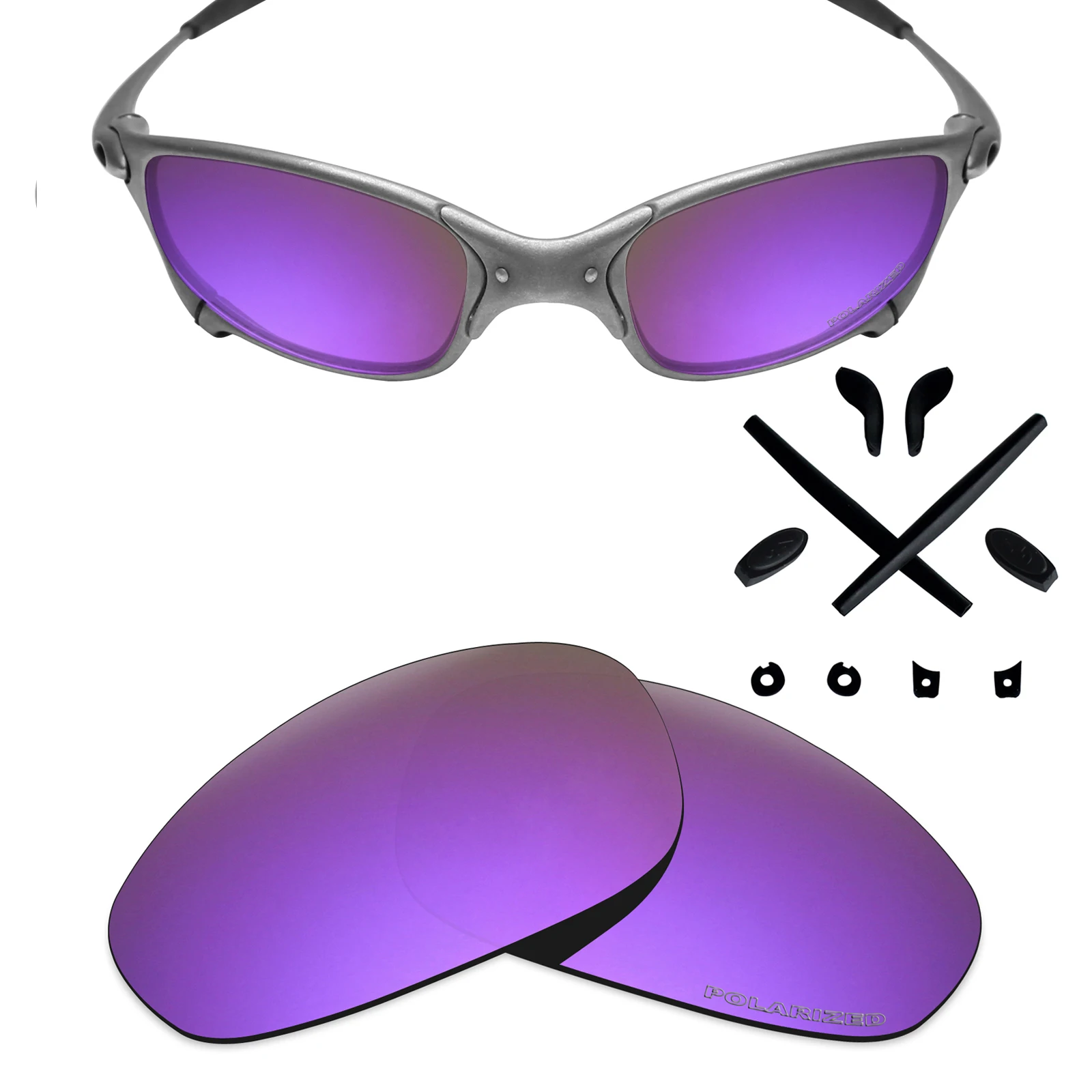 Ezoptix123 Etched Anti-salt Replacement Lenses and Black Rubber Kit For-Oakley Juliet X-Metal Sunglasses - view 2