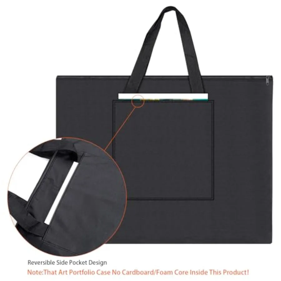 1 paquete de bolsa de portafolio de arte, estuche de portafolio de arte ligero de nailon, apto para obras de arte de 18x24 pulgadas, almacenamiento de transporte negro