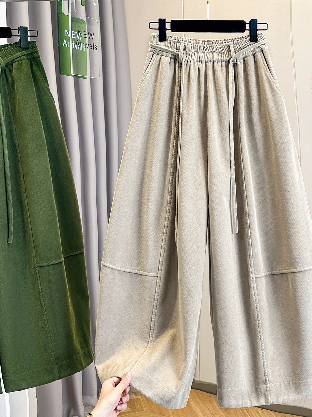 Authentic Thick Corduroy Wide Leg Knife Pants Autumn Winter Casual Retro Versatile High Waist Cotton Blend Ladies Trousers