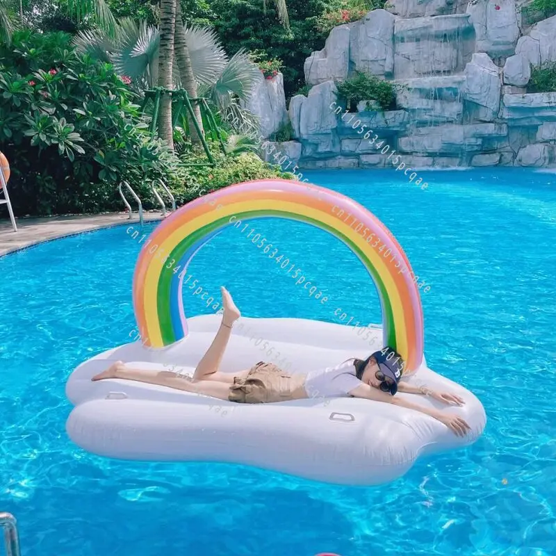 Water Inflatable Clouds Rainbow Floating Row Enlarged Thickened Mat Adult Children Floating Boat Water Bed Swimming view 4