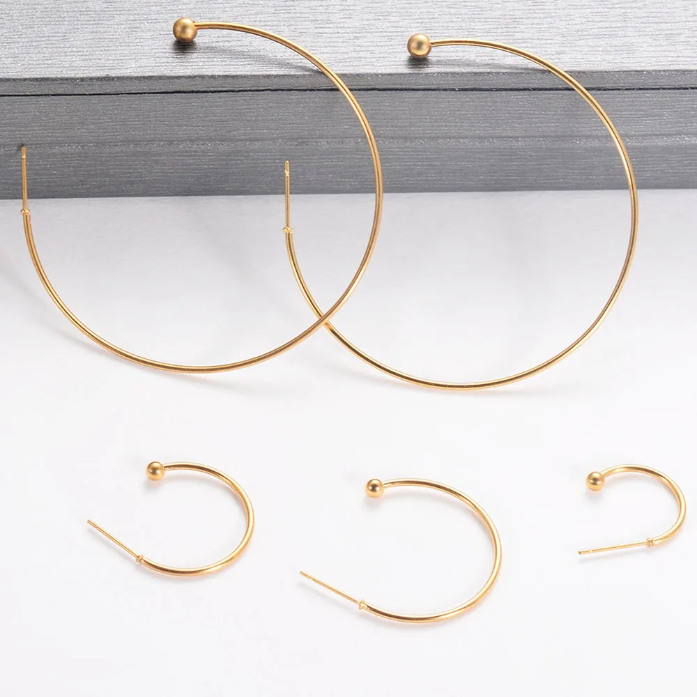 1 Pair Big Circle For Women Hoop Earrings Exaggerated Hoop Ear Loop Smooth Ring Earring Stainless Steel Jewelry