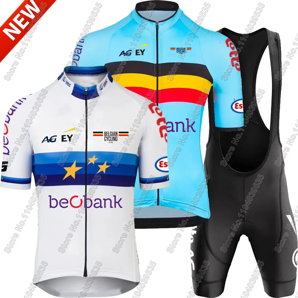 Belgium National Team 2024 Cycling Jersey Set European Short Sleeve Clothing Road Bike Suit Bicycle Bib Shorts MTB Maillot