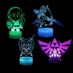 Zelda Night Lights 3D Anime Figure Lamp Link Breath of the Wild Lighting Legends Cute Action Figure Gift Toys for Children