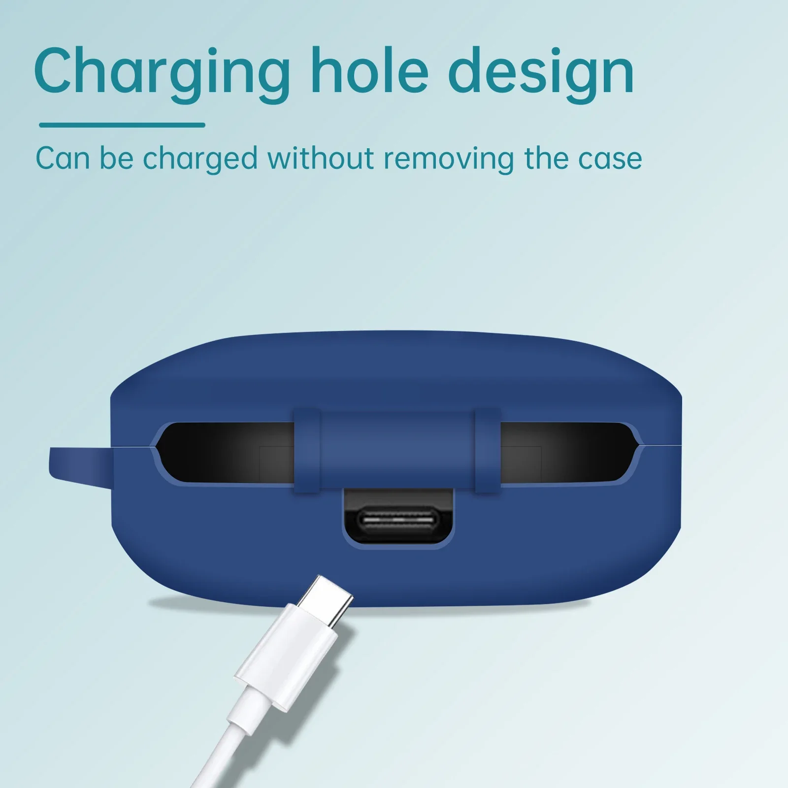 for Oppo Enco X3i Case Silicone Earphone Protective Cover with Hook Keychain