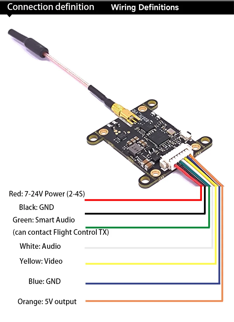 5,8G 48-канальный передатчик дальнего действия VTX FPV 0 мВт/300 мВт/600 мВт/1000 мВт Переключаемый передатчик Lancher Поддержка интеллектуального аудио мощности 2-4S