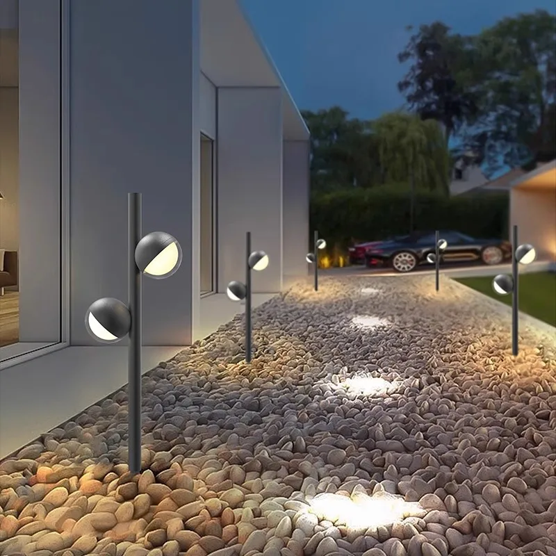 Moderne einfache Mehrkopf-Rasenlampe, drehbare Villa-Stehlampe mit Beleuchtung