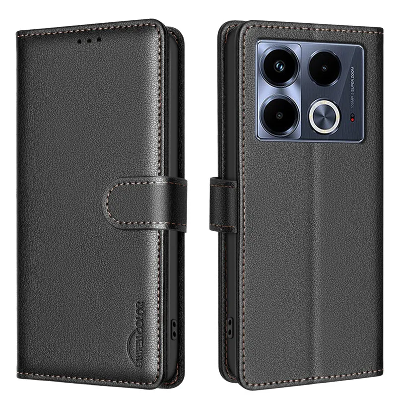 Flip Cover Anti-theft Wallet Leather Case For Infinix Note 40 Pro Plus 5G Note40 4G X6851 X6853 Matte Phone Case Card Holder Bag