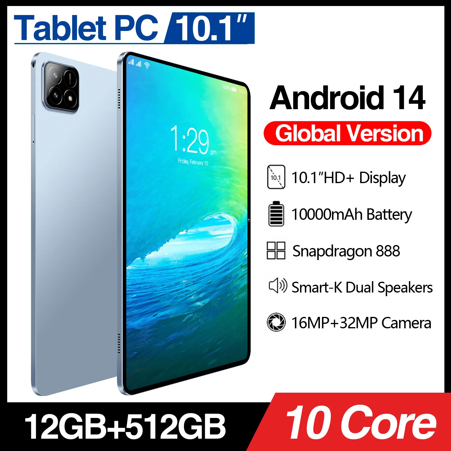 New PAD 7 PRO 5G Tablet Android14 20000mAh 22GB RAM 2TB ROM Bluetooth 5.0 WiFi GPS Dual SIM Dual Standby HD  4K with Tablet Case