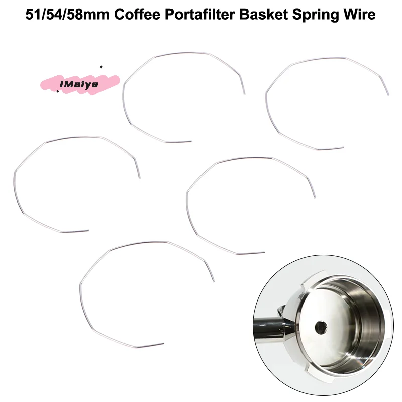 5Pcs Coffee Portafilter Basket Spring Clip Ring Wire Compatible with Breville Delonghi Expobar Rocket Sizes 51/54/58mm