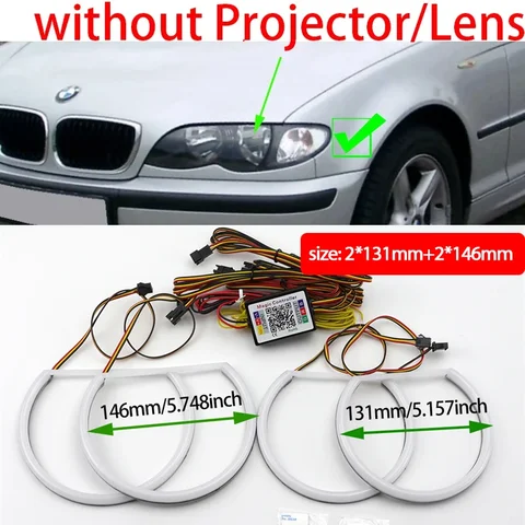 320i 323i 325i красочные RGBW хлопчатобумажные технические глаза ангела для BMW E46 1998-2002 вращающиеся динамические фотообои с последовательным потоком