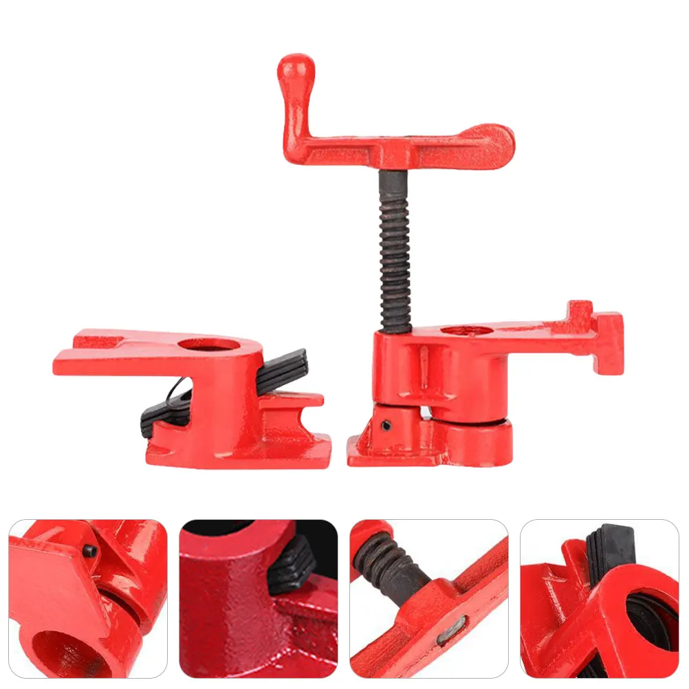 1Set Malleable Steel Pipe Clamp for Woodworking Heavy Duty Wood Gluing Clamp Carpenter Tool with Plastic Spray Finish Rust