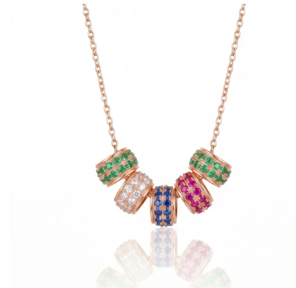 14k rose gold jewelry 585 real gold pendants zircons pendant